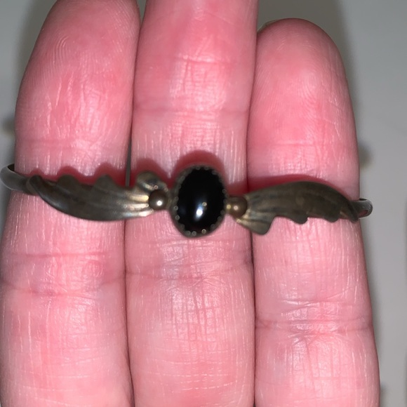 L Notah Navajo Onxy Sterling Vintage 60’s Cuff/Bracelet - Picture 3 of 4